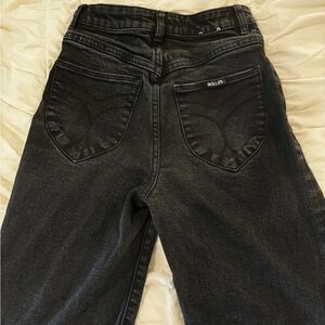 ROLLAS “Sailor Jean” women’s high rise wide leg jeans, black wash, size 25